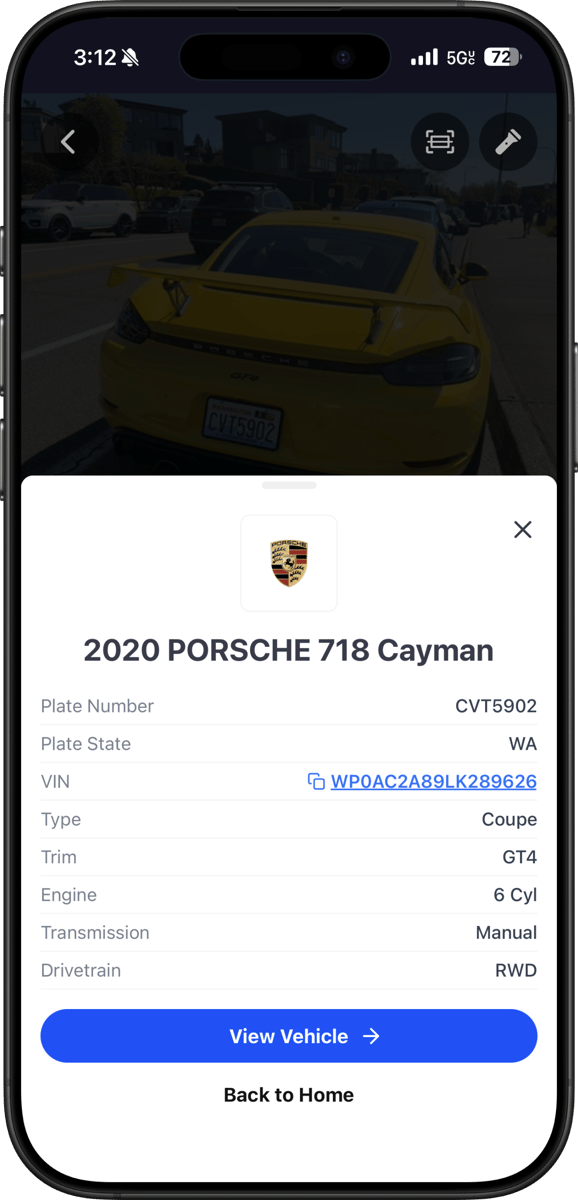 Plate and VIN scanner on mobile