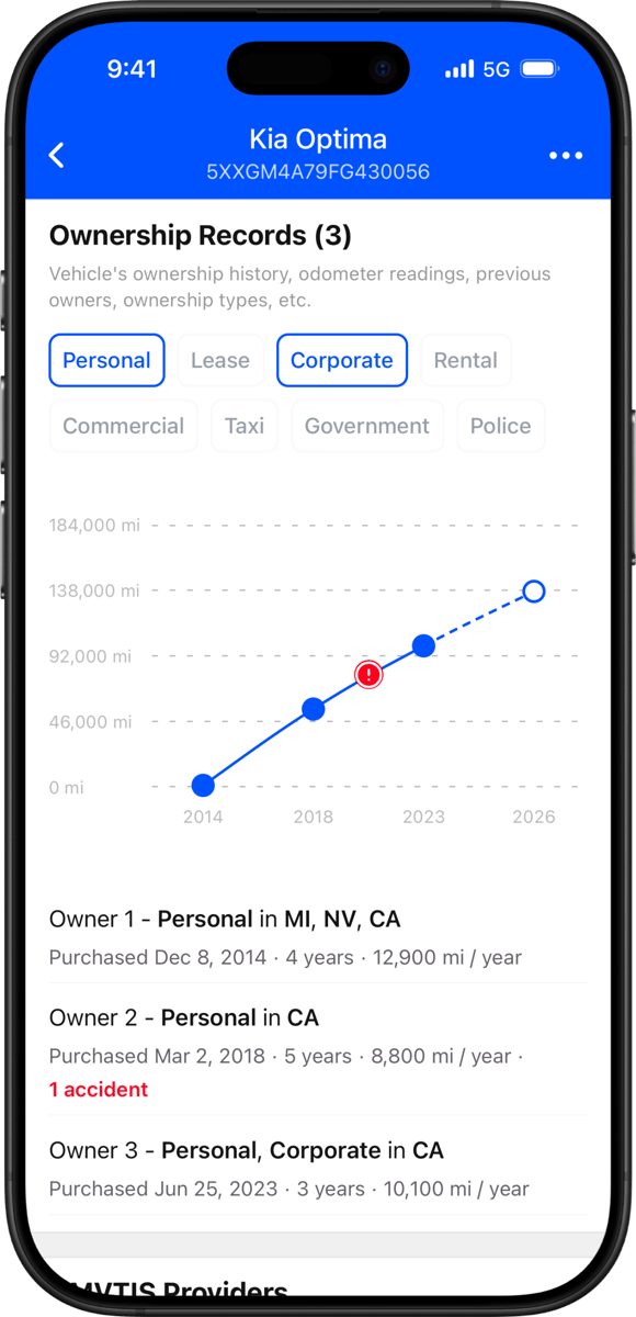 odometer history page